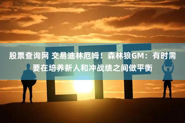 股票查询网 交易迪林厄姆！森林狼GM：有时需要在培养新人和冲战绩之间做平衡
